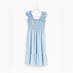 Light Blue Ruffled Smocked Dress